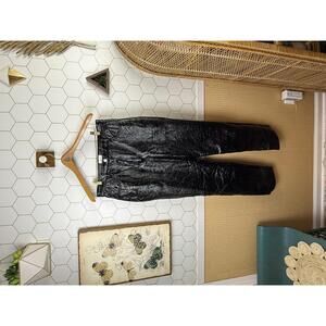 Wilfred by Aritzia Black Faux Leather High Waisted Straight Pant - Size - 10